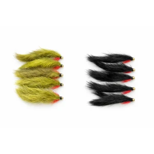 12 Barbless Goldhead Zonkers, Olive, and black
