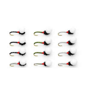12 Barbless Suspender Buzzer - Black, Olive, White and Hares Ear