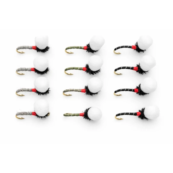12 Barbless Suspender Buzzer - Black, Olive & Hares Ear