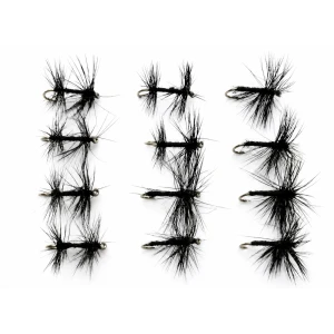 12 Dry Flies - Black Spider and Knotted Midge