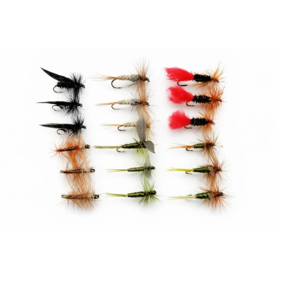 18 Dry Flies, Mixed 6 Varieties- named