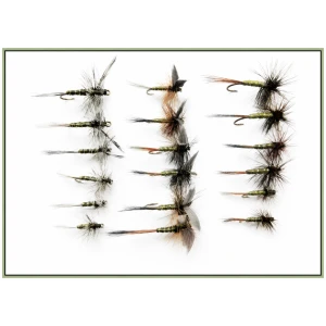 18 Greenwell Dry Flies - Winged, Hackled, Grey Hen