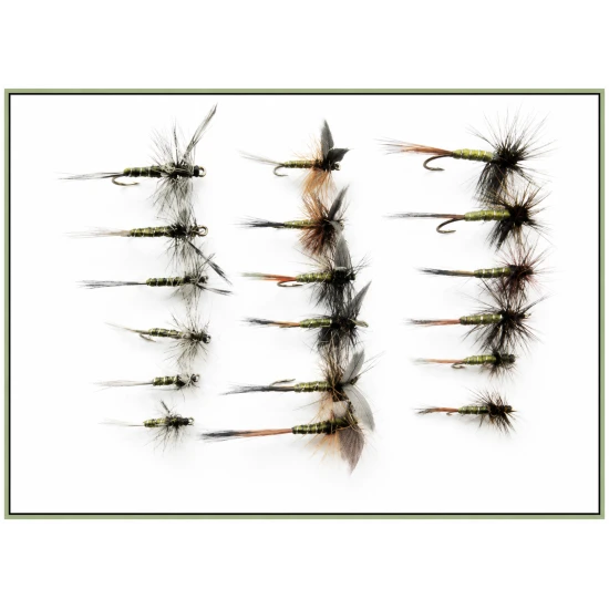 18 Greenwell Dry Flies - Winged, Hackled, Grey Hen