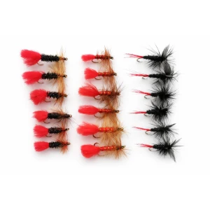 18 Dry Flies - Red Tag, Soldier Palmer, Black Red Tail