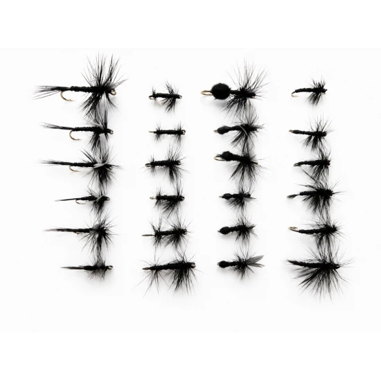 24 Black Dries, Spider, Gnats, Midge, Ants