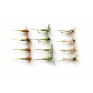 12 Barbless Dry Flies - Hatching Olive, Olive Dun & Kites Imperial