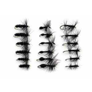 18 Barbless Dry Flies  - Ant, Black & Peacock and Knotted