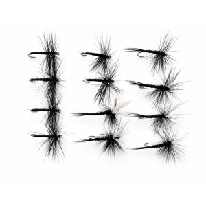 12 Dry Flies - Black Spider and Black Gnat