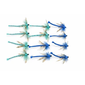12 Barbless Teal and Royal Blue Dragon Fly