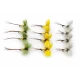 12 Barbless Drake Mayflies - Yellow, Green, Grey