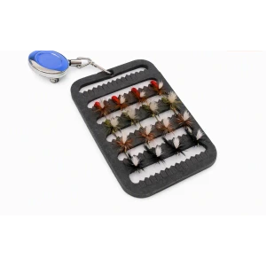 16 Parachute Flies on a Fly Patch with a Zinger