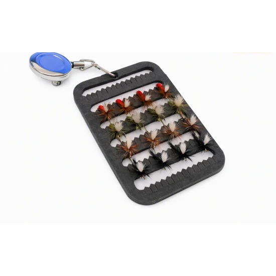16 Parachute Flies on a Fly Patch with a Zinger
