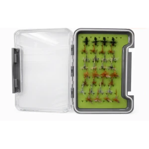 32 Traditional Dry Flies in a Troutflies MEDIUM Silicone Insert Box - Named flies