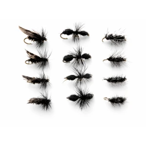 12 Dry Flies - Griffiths Gnat, Alder & Traditional Ant