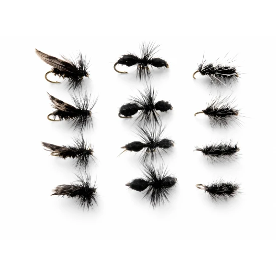 12 Dry Flies - Griffiths Gnat, Alder & Traditional Ant