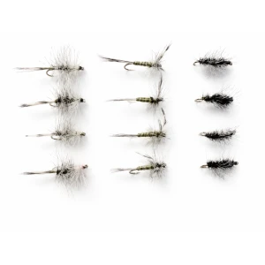 12 Dry Flies - Griffiths Gnat, Grey Hen & Greenwell and Grizzly