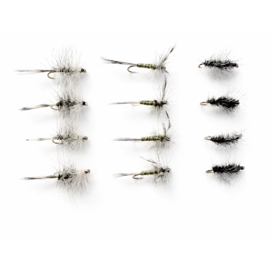 12 Dry Flies - Griffiths Gnat, Grey Hen & Greenwell and Grizzly