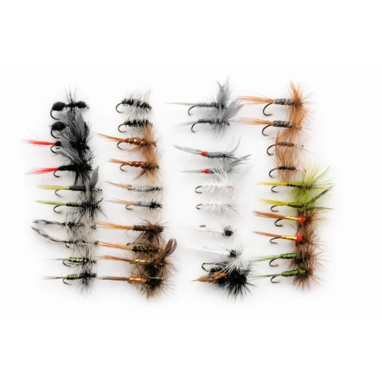 40 Barbless Hackled Dry Flies
