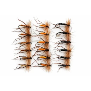 18 Barbless Hoppers- Black, Brown & Orange