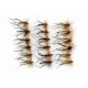 18 Barbless Hoppers - Olive, Yellow and Claret