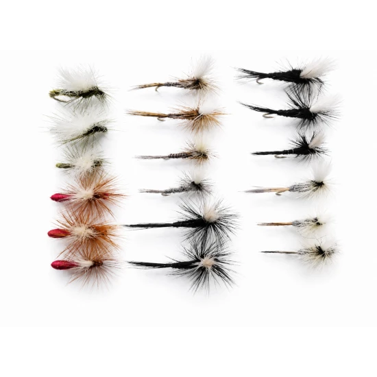 18 Parachute Dry Flies, mixed colours