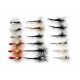 18 Barbless Parachute Dry Flies, mixed colours
