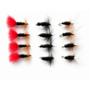 12 Dry Flies - Red Tag, Black & Peacock & Coachman