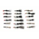 18 Barbless CDC Shuttlecocks - Black, Olive & Hares ear
