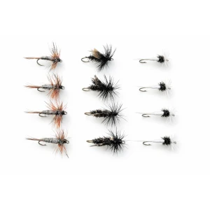 12 Barbless Dry Flies - Adams,Alder & Caenis