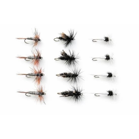 12 Barbless Dry Flies - Adams,Alder & Caenis