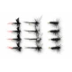 12 Barbless Dry Flies - Black Gnat, Black &  Peacock & Red Tailed Gnat