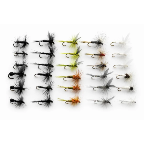 30 Mixed Barbless Dry Flies, 10 Varieties