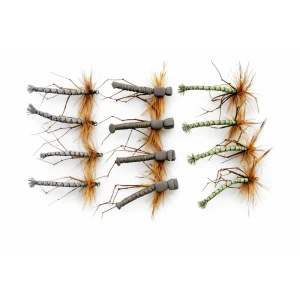 12 Barbless Unweighted Daddy's - Natural detached, Olive detached and Brown Foam