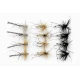 12 Mixed Barbless Daddys, Detached, Black & Standard