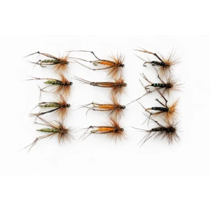12 Barbless Hoppers Black, Brown & Olive