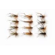 12 Barbless Hoppers Black, Brown & Olive