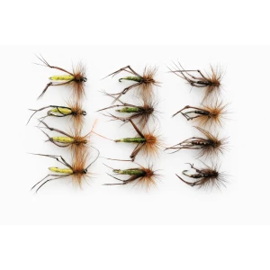 12 Barbless Hoppers - Claret, Olive & Yellow