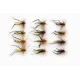 12 Barbless Hoppers - Claret, Olive & Yellow