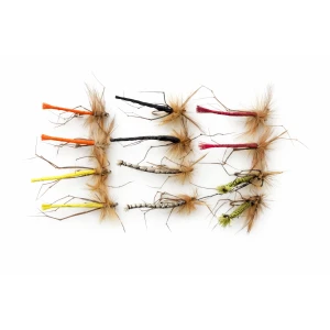 12 Barbless Mixed Coloured Unweighted Detached Daddy Long Legs