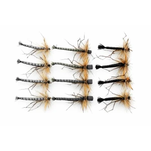 12 Barbless Detached Daddy Unweighted, Natural,Olive & Black