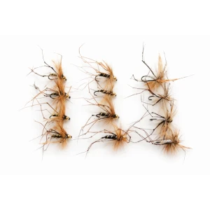 12 BARBLESS Goldhead Daddys - white, black & olive