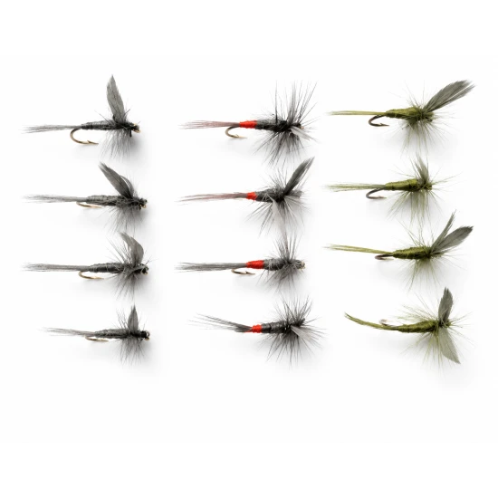 12 Dry Flies - Blue Dun, Olive Dun & Iron Blue Dun