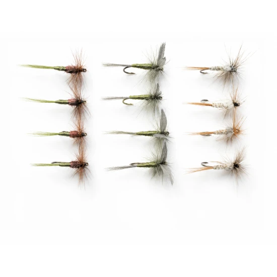 12 Dry Flies - Hatching Olive, Olive Dun & Kites Imperial