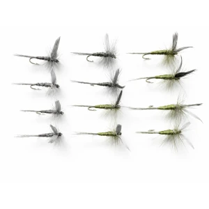 12 Dry Flies - Olive and Blue Dun