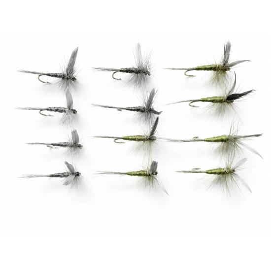 12 Dry Flies - Olive and Blue Dun