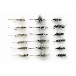 18 Barbless Dry Flies, Griffiths, Duster, Grizzly