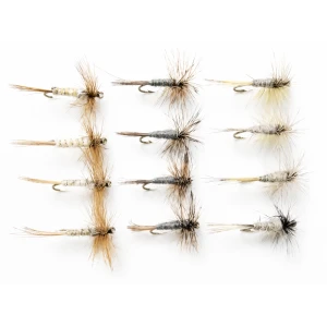12 Dry Flies - Grey Duster, Adams, & Kites Imperial