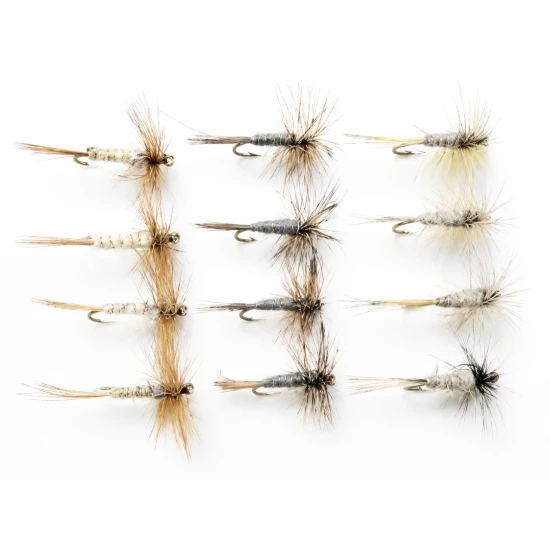12 Dry Flies - Grey Duster, Adams, & Kites Imperial
