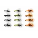 12 Barbless klinkhammer Dry Flies - Beige, Black and Olive