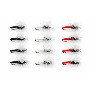 12 klinkhammer Dry Flies - Black,Red and White